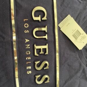 GUESS Los Angeles Blue T-Shirt with Gold Accents